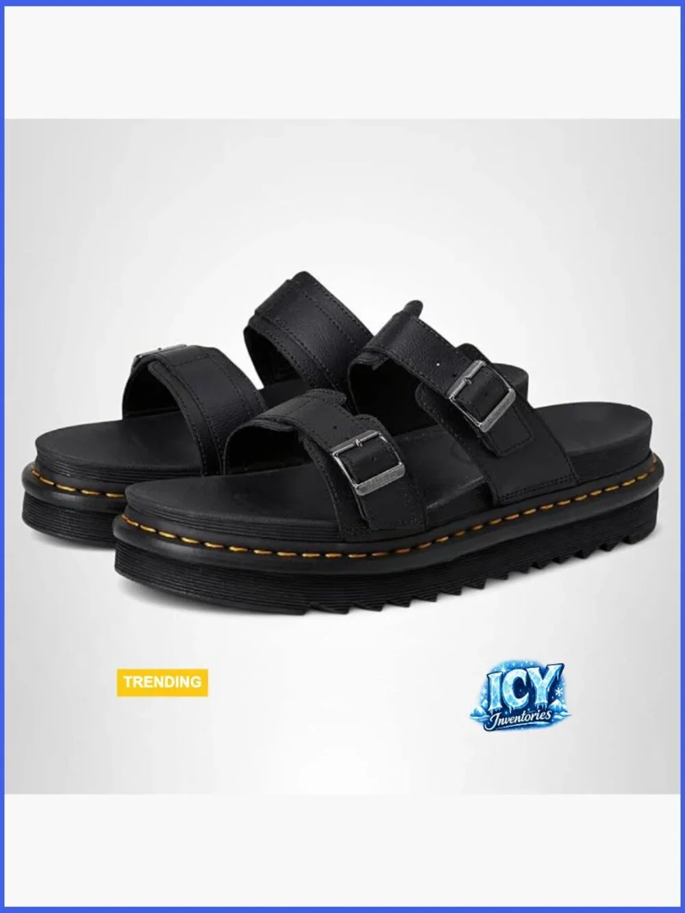Men's Myles Slide Sandals - Platform Heel, Leather, Slip On
